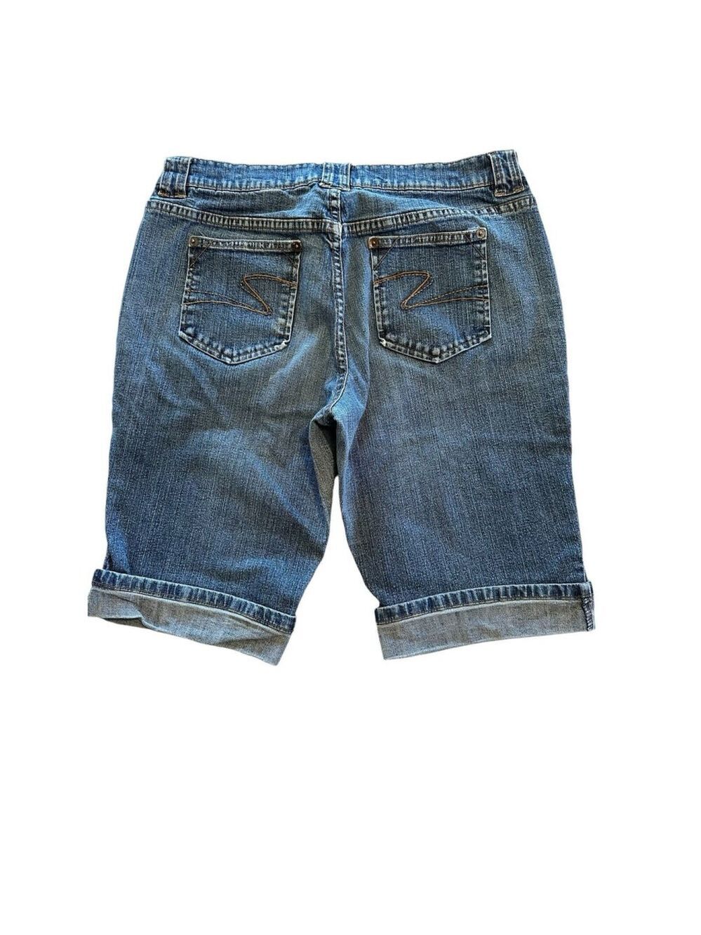 Tint Women's Denim Bermuda Short Cuffed Blue Size 12 5-Pockets Zipper Button - Picture 11 of 15